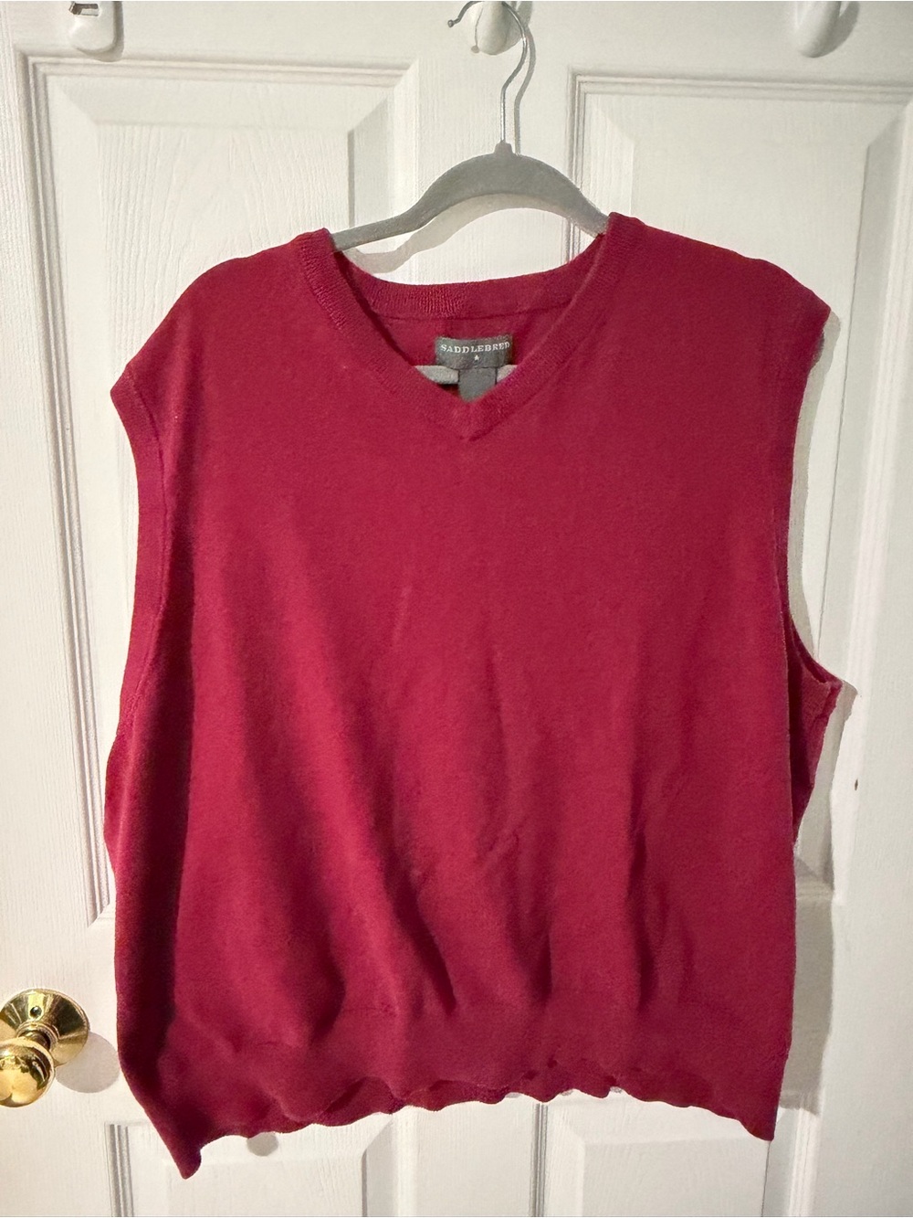 Saddlebred Men's-Style Red V-Neck Knit Tank